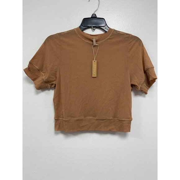 SKIMS Summer Women Mesh Crop Top Cropped T-shirt Brown Size 4X - Picture 1 of 5
